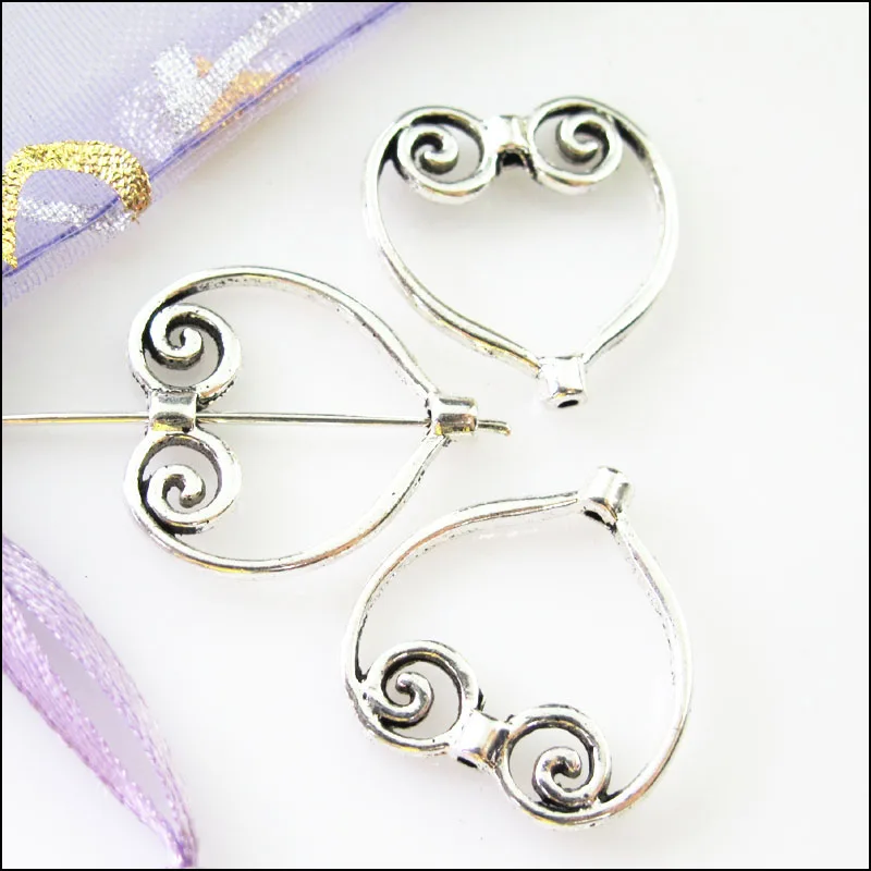 25 шт. тибетское серебряное сердце круг рамку прокладки бусины 19.5x20.5mm|beads charms|frame