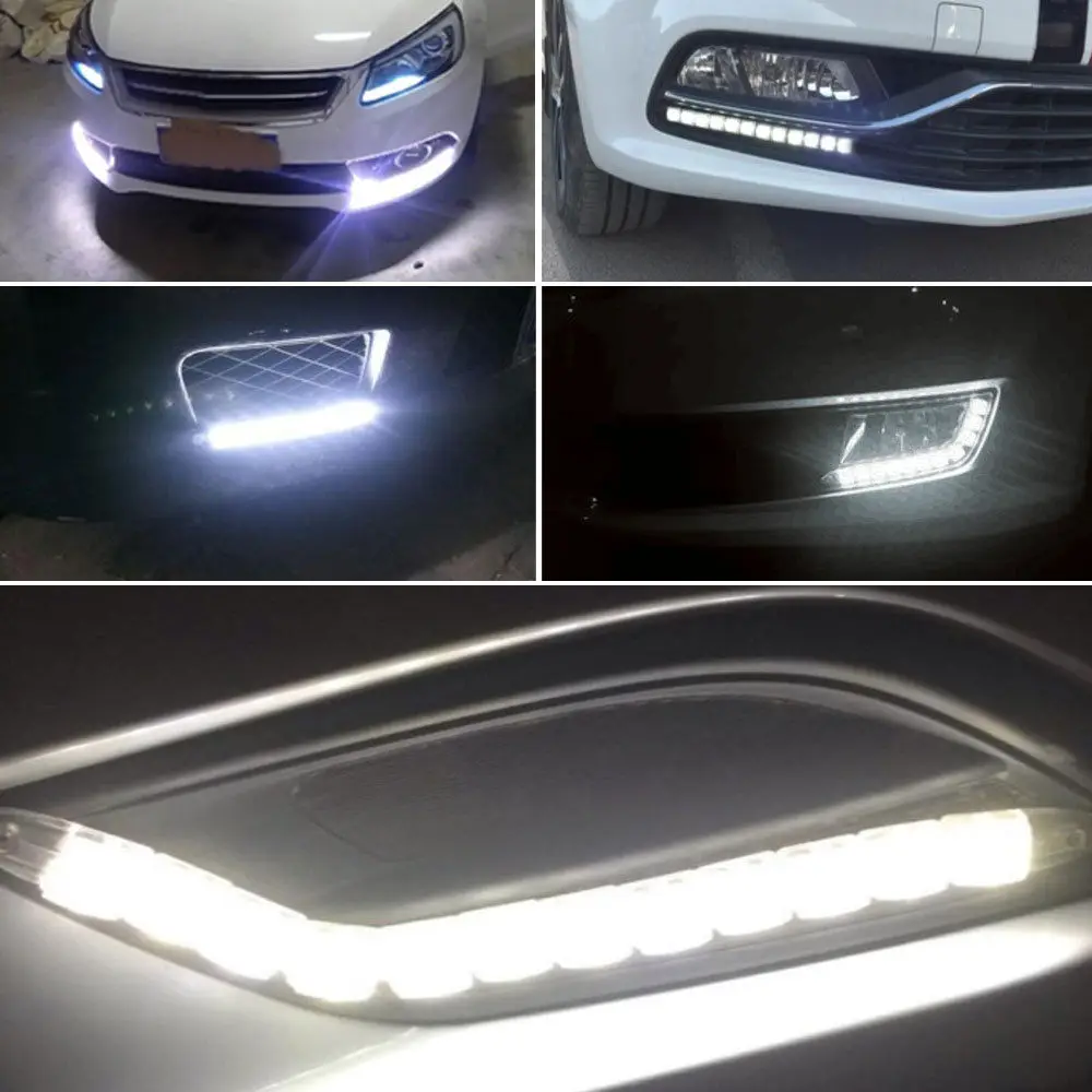 Pair Universal Car DRL 12 LED Flexible Daytime Running Light Driving Daylight Fog Lamp | Автомобили и мотоциклы