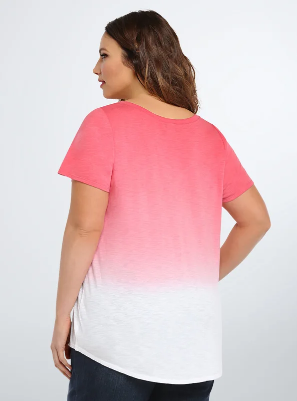 MS Большие размеры футболка с короткими рукавами Градиент и крашение v-образным