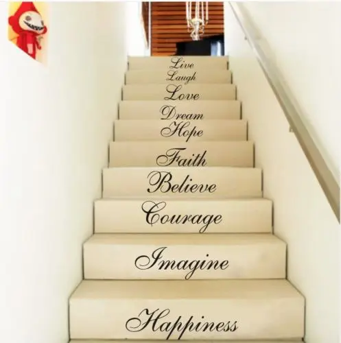 STAIR RISER STICKERS TEN INSPIRATION WORDS WALL QUOTES VINYL DECALS HOME DECOR Wholesale Wall Stickers | Дом и сад