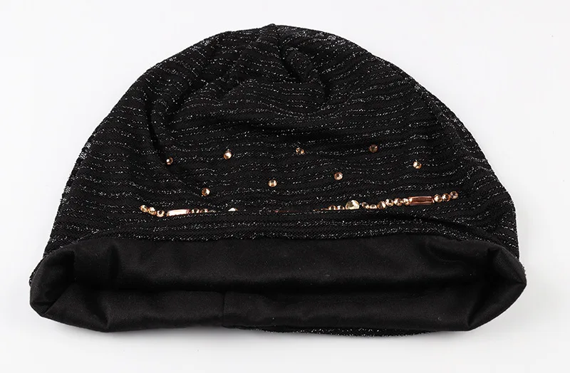 Тюрбан шляпа женская летняя Skullies Beanies шляпы со стразами женские вязаные шапки для