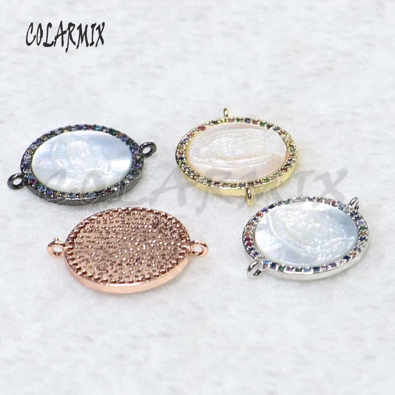 10 pieces Wholesale shell charms Double hoops Pendant jewelry making Colorful zircon 9071 | Украшения и аксессуары