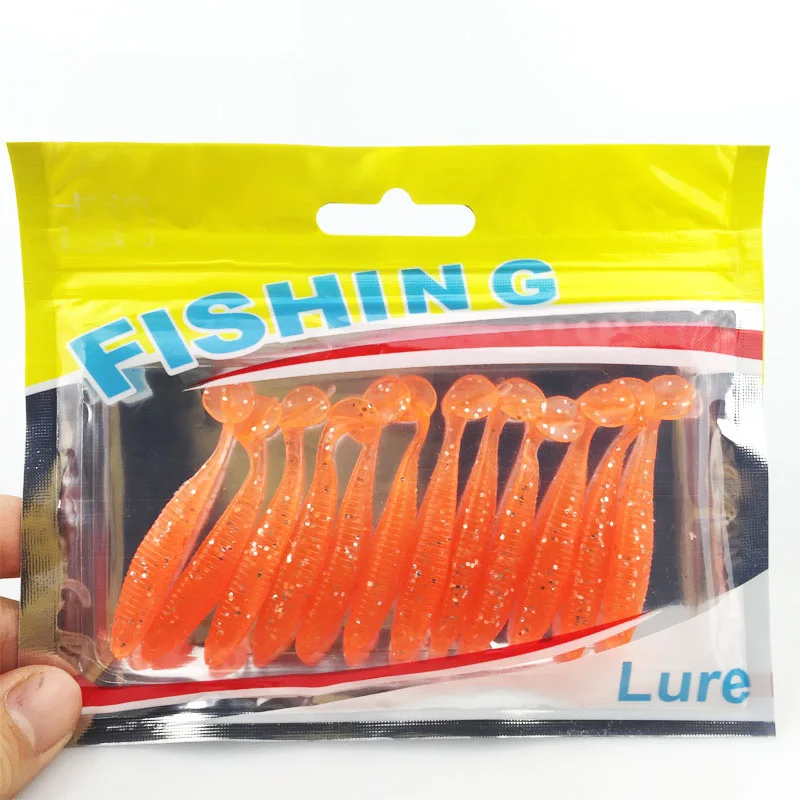 12 шт./лот T Tail Soft Grub Glow 50 мм/1 г Рыболовная Приманка Мягкая живот открытый крючок