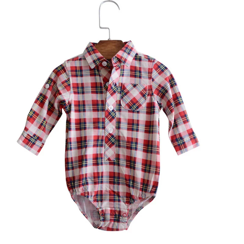 Боди для детей-подростков осенняя одежда новорожденных модные клетчатые боди с