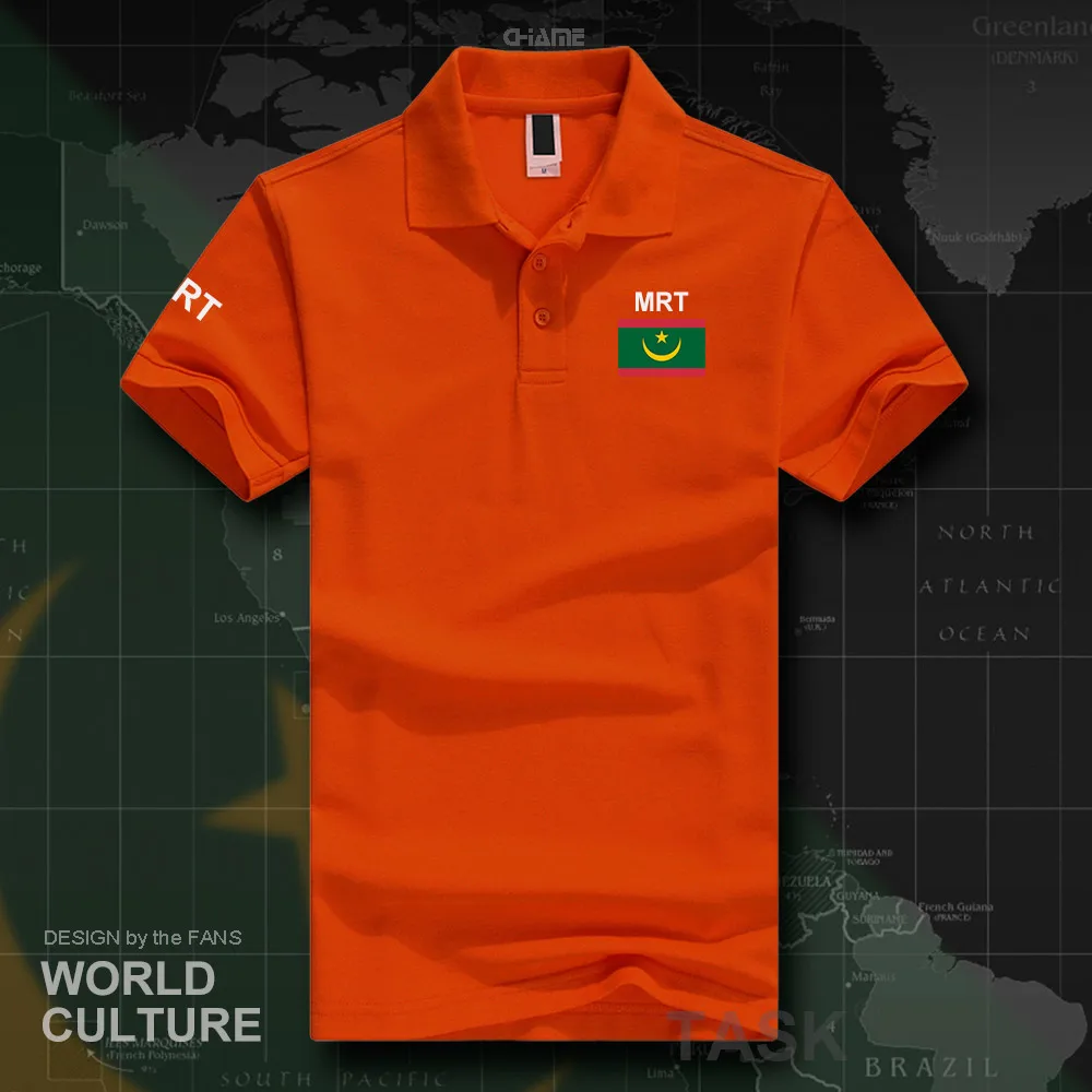 Islamic Republic of Mauritania MRT polo shirts men short sleeve white brands printed for country 2018 cotton nation team flag | Мужская