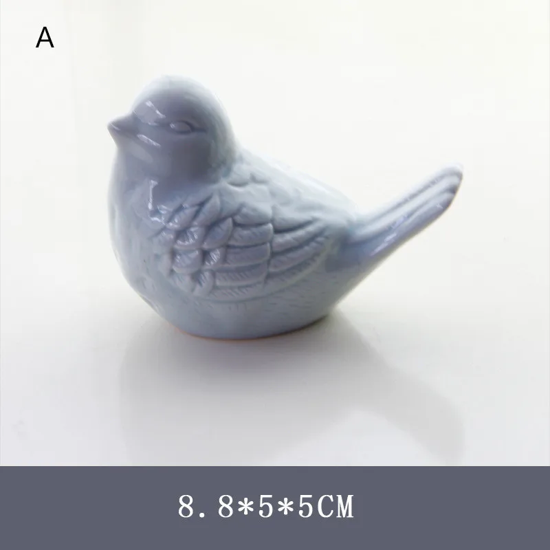Blue Нордическая керамика, фигурки птиц, украшения, синий, желтый, розовый, зеленый, птица, модель животного, миниатюрные украшения для сада, домашний подарок - Цвет: Blue