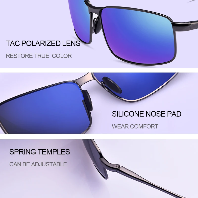 Мужские поляризационные солнцезащитные очки VEGOOS классические прямоугольные