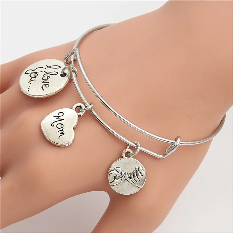

1pc I Love You Charm Bangle Bracelet Family Women Mom Mommy Xmas Jewelry Gift For Mother E2192