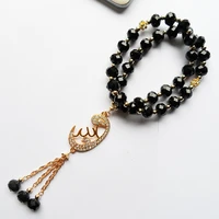 2022 new diy unisex muslim pendant accessories bracelet jewelry ol style 2r layer black crystal beads islam bracelet gift