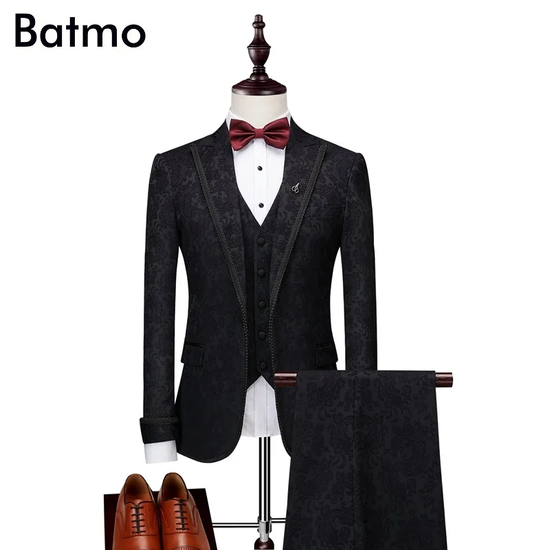 

Batmo 2018 Новое поступление осенние высококачественные жаккардовые повседневные облегающие костюмы для мужчин, мужское жаккардовое вечернее ...