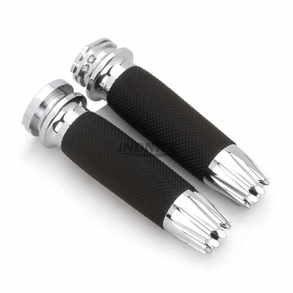 1&quot CNC cut grips For Harley sportster flame grip Dyna Custom Cruiser Chopper chrome |