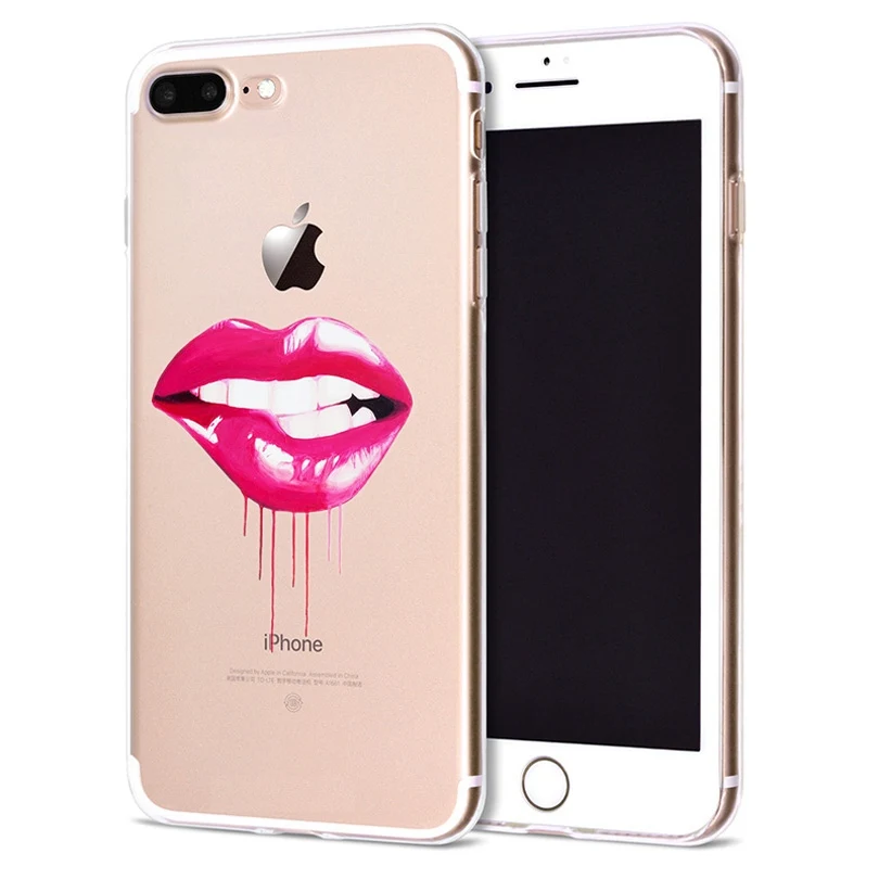 Funda For Apple iPhone 6 6S 7 Plus X 10 Flaming red lips Soft TPU Cover for Case Original Coque 8 B326 |