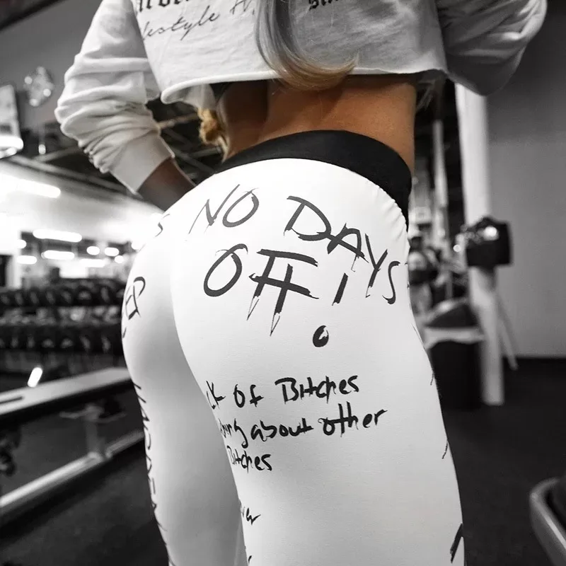 New Letter Print Leggings Sport Running High Waist Elastic casual Leggings Women Slim Fitness Leggings Workout Leggings for Gym