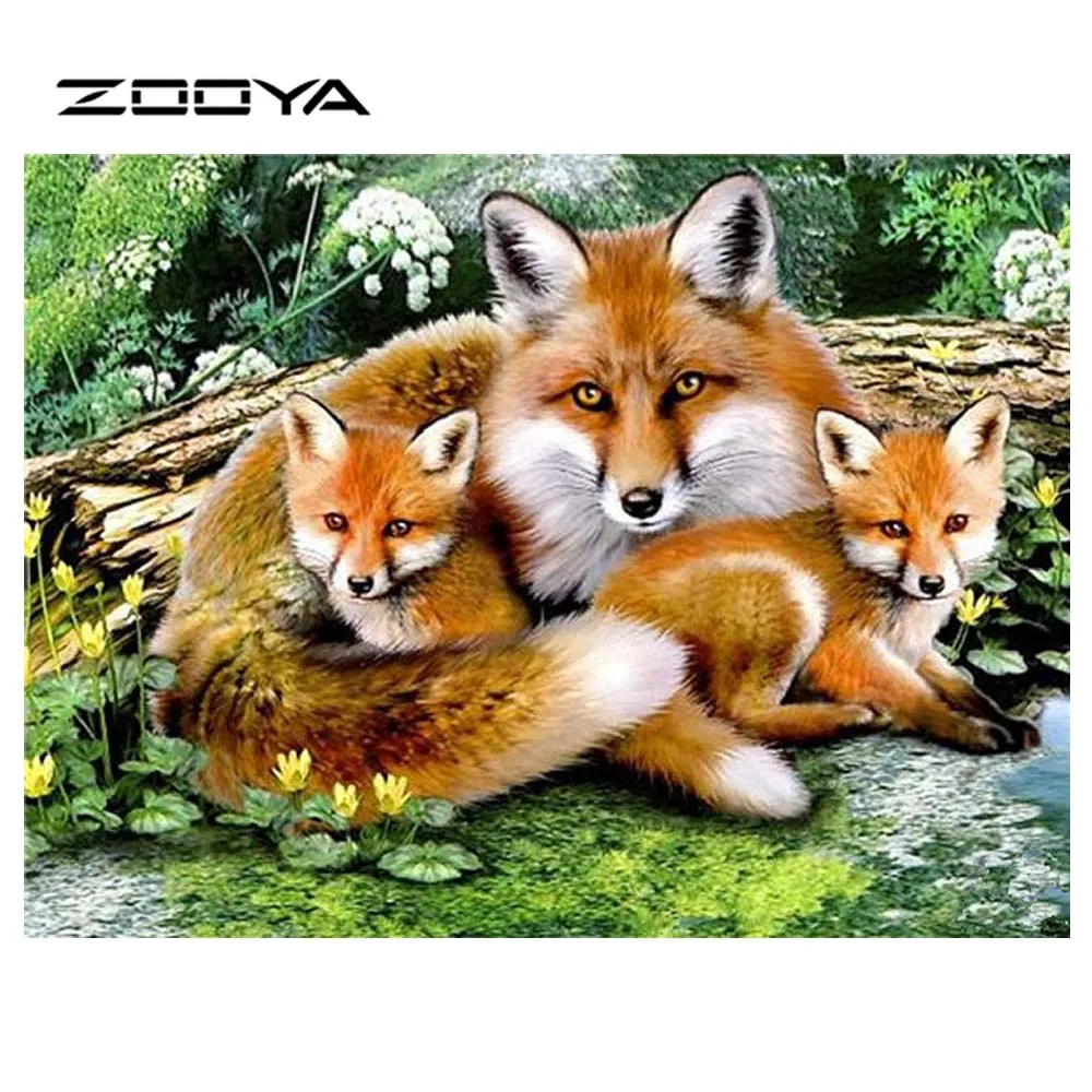 

ZOOYA Diamond Painting 5d Diy Diamond Painting Animal Fox Cross Stitch Diamond Painting Full Square Home Decoration F1097