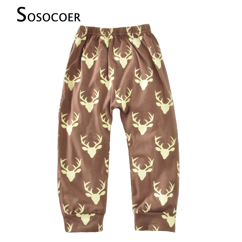 Детские штаны рождественские спортивные с оленями для мальчиков и девочек 2017