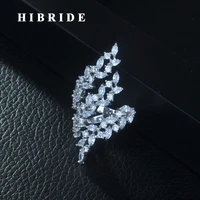 hibride new arrival luxury aaa cubic zirconia open ring for women white color accessories jewelry gifts free shipping r 258