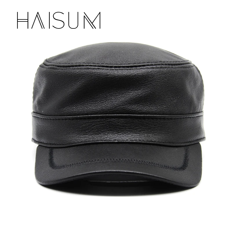 Взрослые,, зимние военные шапки Haisum, натуральная кожа, кепка, мужская, брендовая, новая, коровья кожа, газетная Кепка, s цвет, армейский Cs57