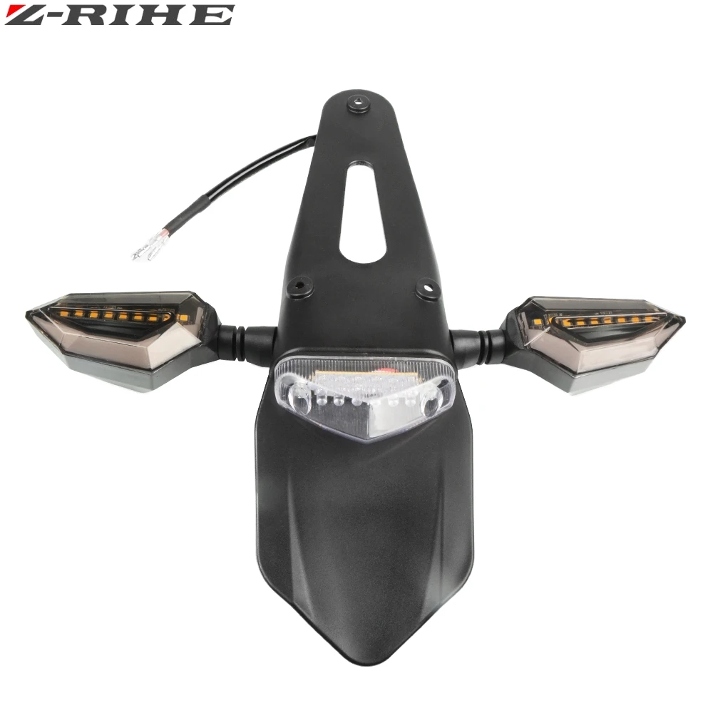 057Black 021Silver Мотоциклетный светодиодный задний светильник и заднее крыло стоп ENDURO задний фонарь MX Trail Supermoto для HUSQVARNA TC65 TC85 TC/TE125-511 CR/WR125-300 - Цвет: 057Black 021Silver
