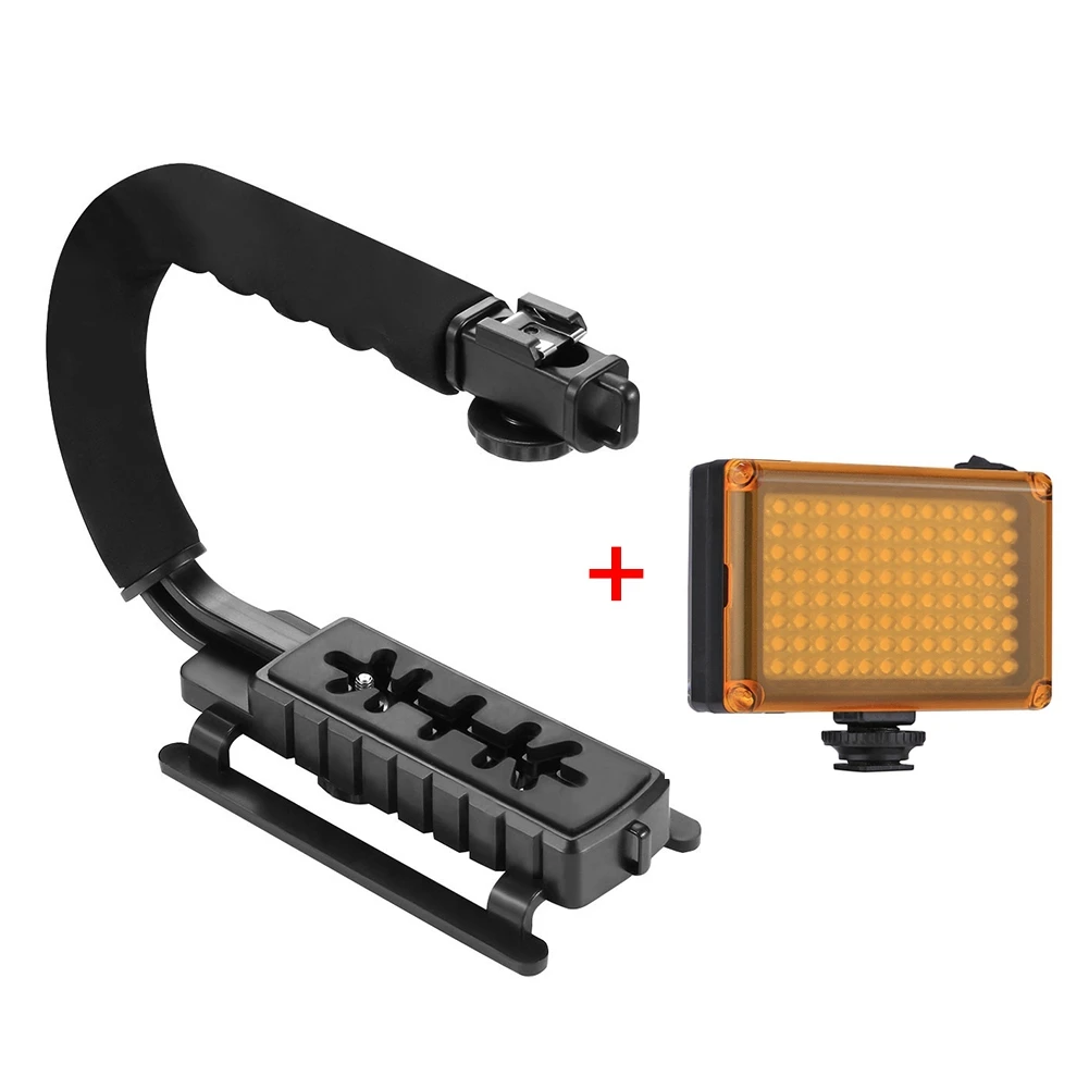 PULUZ U-Grip тройное крепление башмака видео экшн стабилизирующая ручка для iPhone 8 X Gopro смартфон Canon sony DSLR камера - Цвет: Add Fill Light