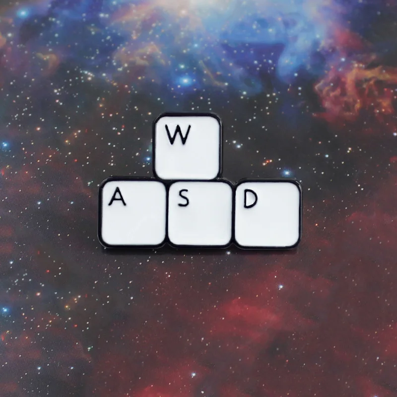 Игровая клавиатура WASD брошь футболка со смешным буквенным блок компьютерная