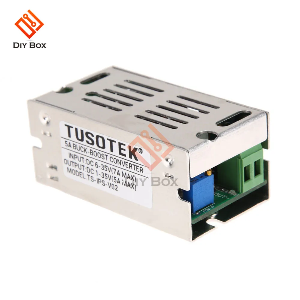 5A с источником питания от постоянного тока, 6-35 в 1-35V Авто ускоритель понижающий шаг вверх вниз преобразователя постоянного тока Регулируемый источник питания постоянного тока Напряжение регулятор с Алюминий чехол