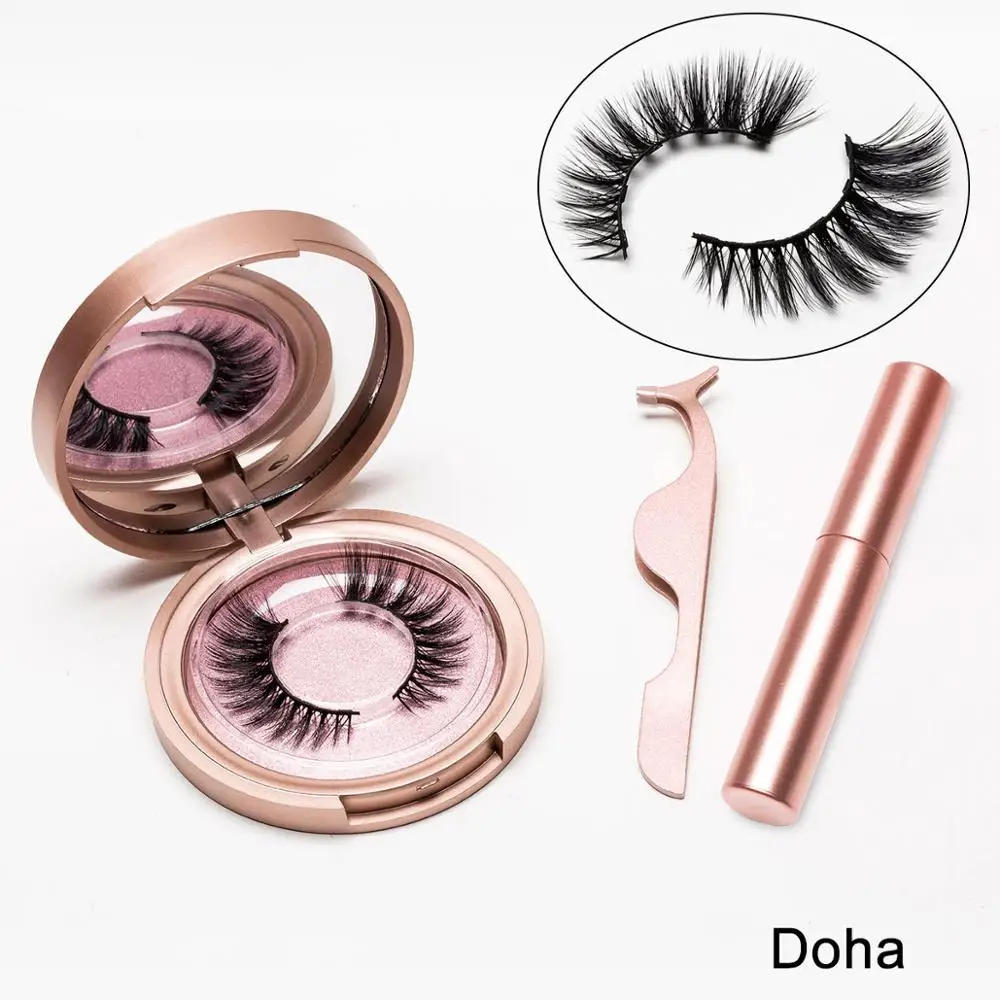 5 Magnetic Eyelashes natural False Eyelashes Magnet Lashes Magnetic Liquid Eyeliner& Magnetic False Eyelashes& Tweezer Set - Цвет: yuan-Doha-5