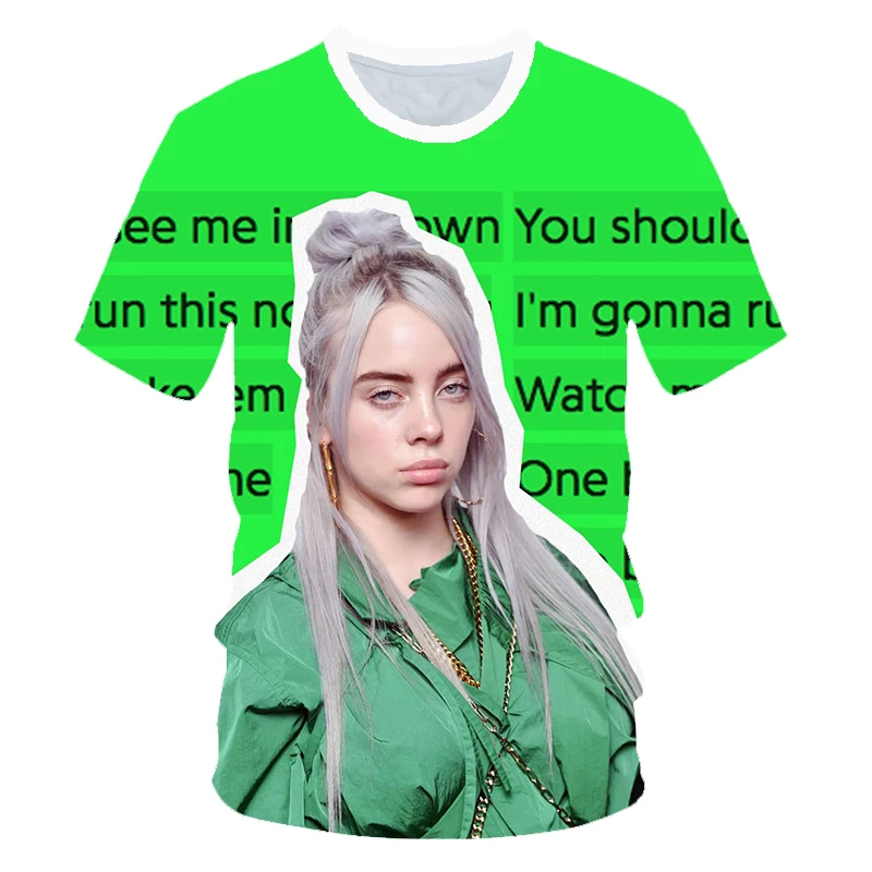 Лидер продаж, футболка с принтом Billie Eilish, Мужская/wo, Songstress, 3D, хип-хоп футболка, повседневная, уличный стиль, одежда, шесть футов под топы