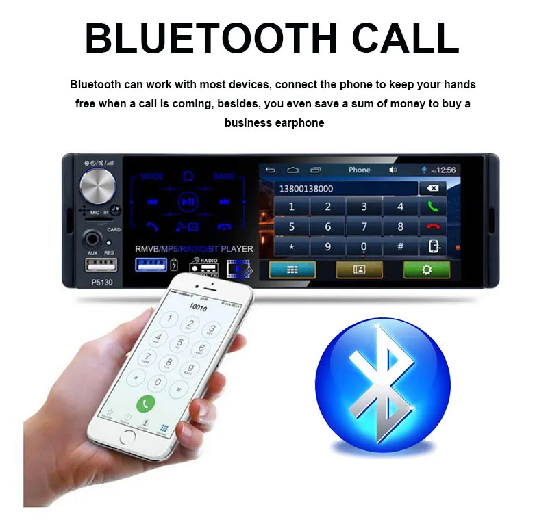 1 Din автомагнитола " HD аудио стерео Мультимедийный плеер Bluetooth MP5 плеер авторадио сенсорный экран AM FM Радио RDS u-диск AUX Play