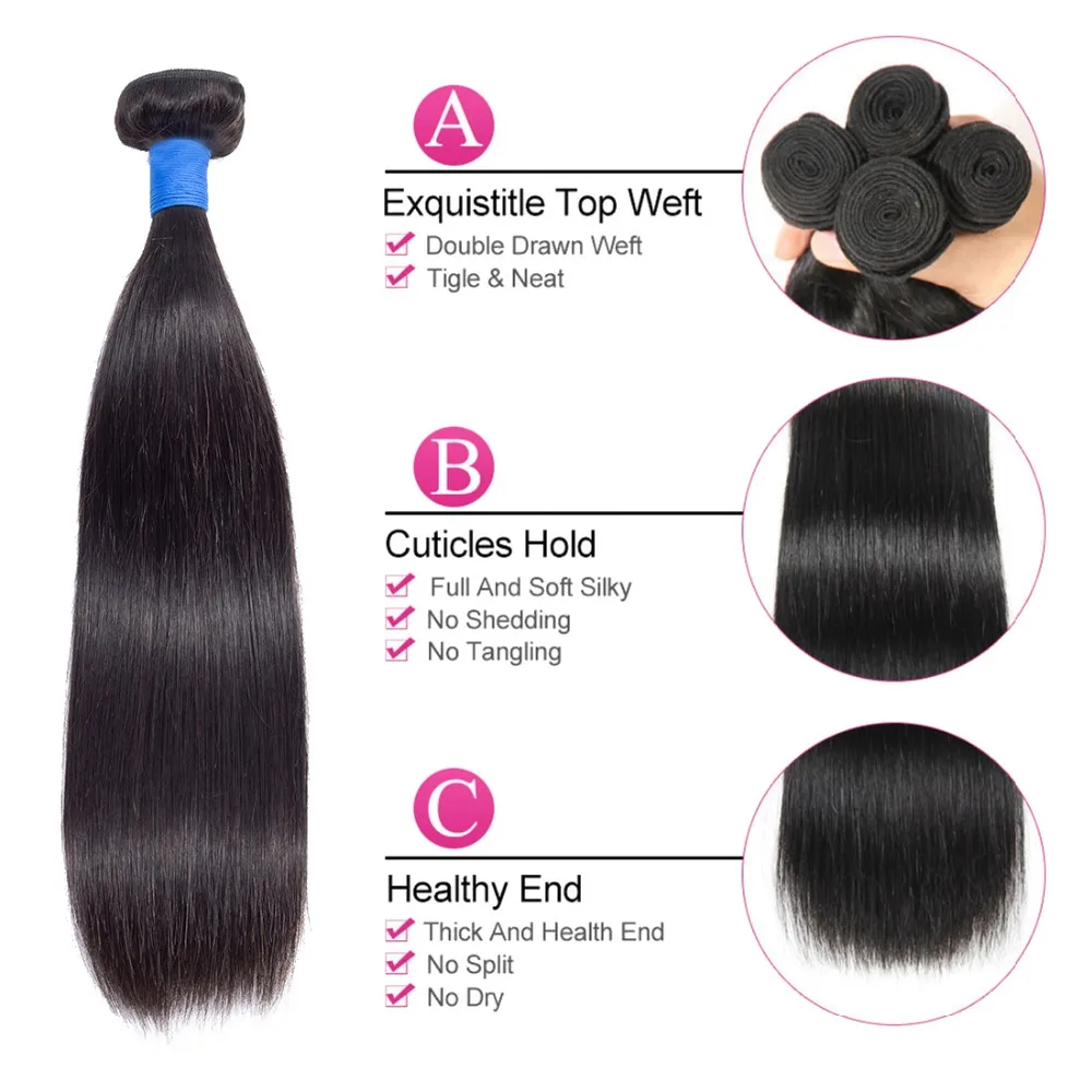 Peruvian Straight Hair Weave Bundles 1 Pc Only 8&quot-28&quot Inches Human Natural Color Remy Extension Free Shipping | Шиньоны и