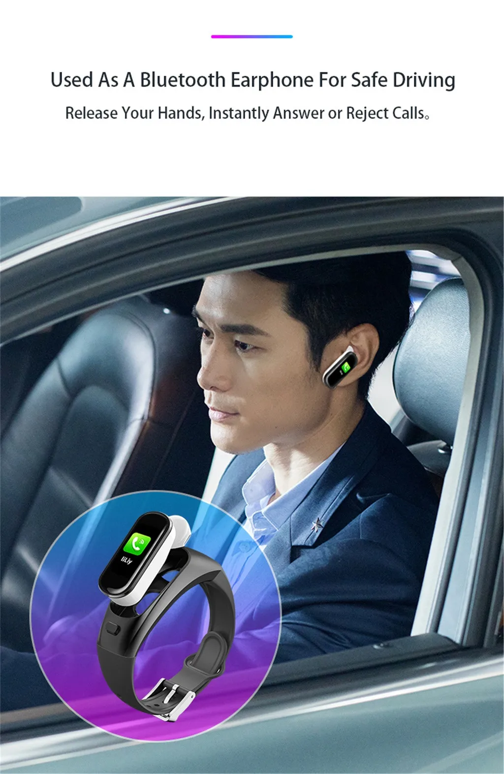 Умные часы Bluetooth беспроводная гарнитура кровяное давление пульсометр съемный в наушники умный Браслет совместимый