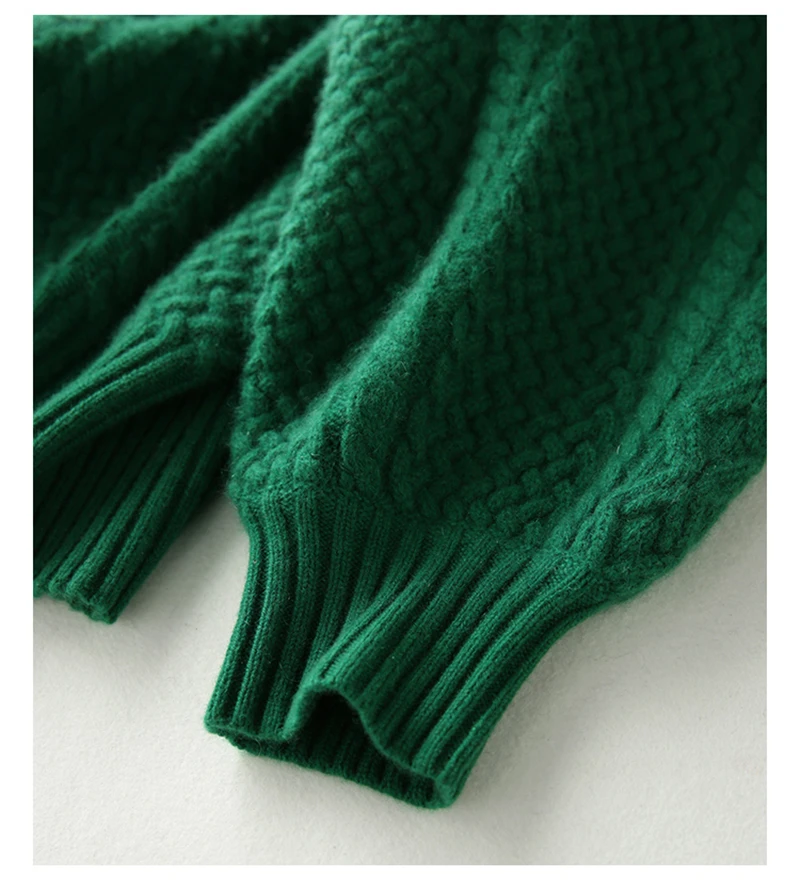 100%goat cashmere thick knit women vintage style Vneck pullover sweater H-straight wide loose lantern sleeve XS-L | Женская одежда