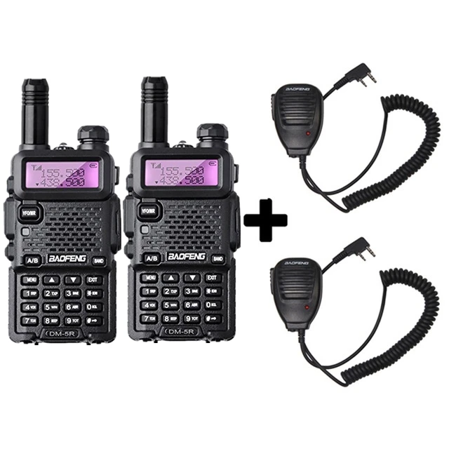 2 шт. Baofeng DM-5R двухканальные рации цифровой DMR Радио УКВ дм 5р радиолюбительский HF приемопередатчик DM5R совместимый с Motorola - Цвет: Add 2 mic speakers
