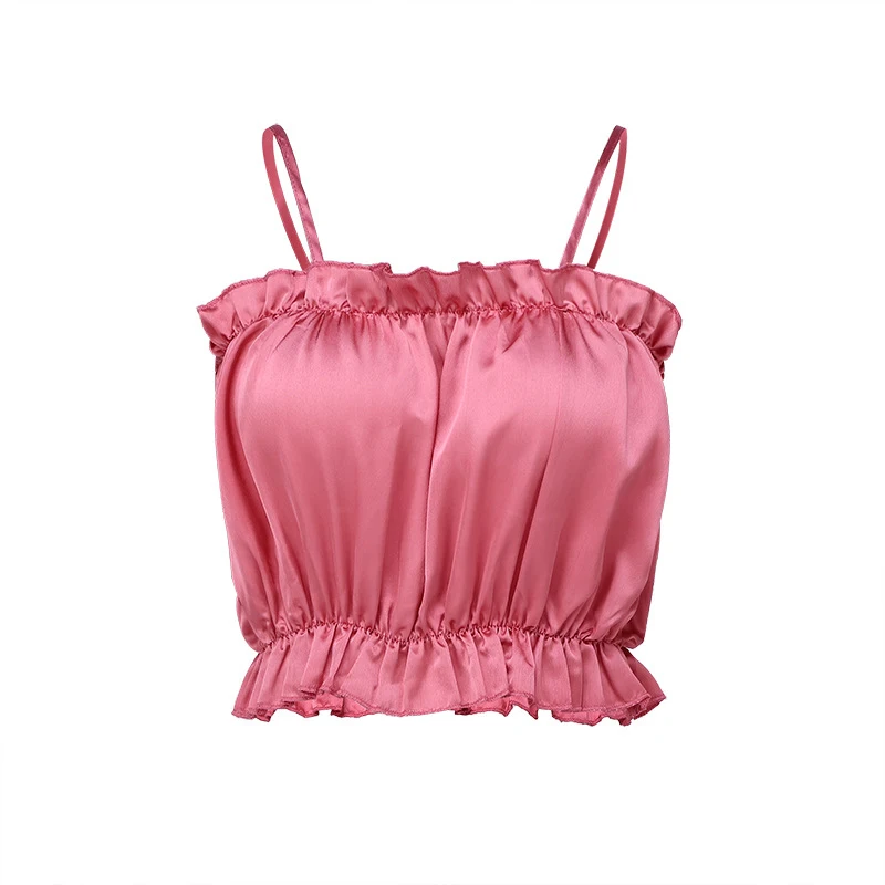 Women Sexy Backless Ruffle Cold shoulder cami tank top Summer Black Crop top chemise Ladies Elegant Sleeveless Tops