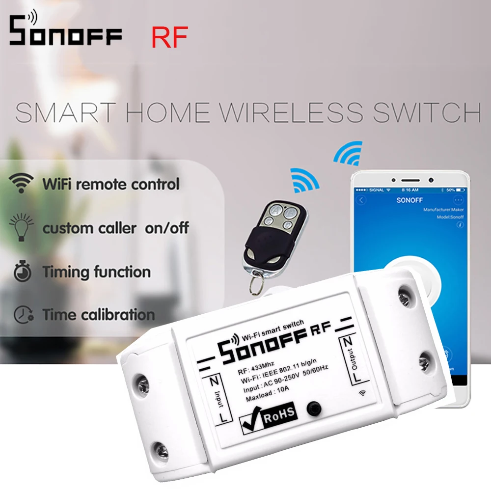 Sonoff RF Wifi беспроводной умный переключатель 433 МГц рч приемник интеллектуальный пульт дистанционного управления Поддержка Google Home Alexa