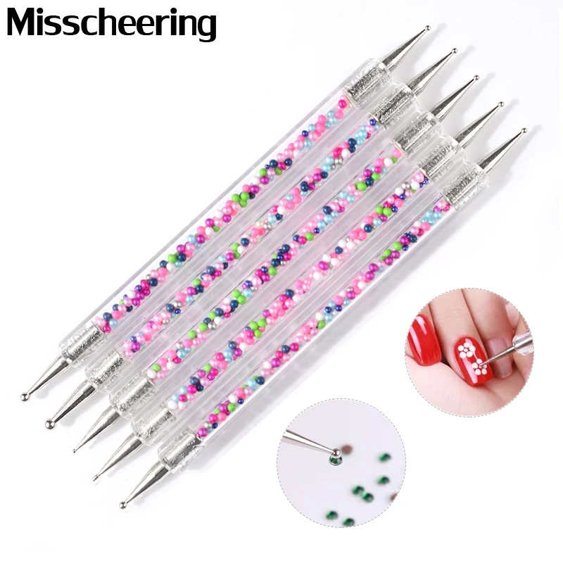 

5Pcs Set Caviar Nail Art Dotting Pen Acrylic 2 Way UV Gel Painting Drawing Brush Salon Decorations Manicure Tools Kit