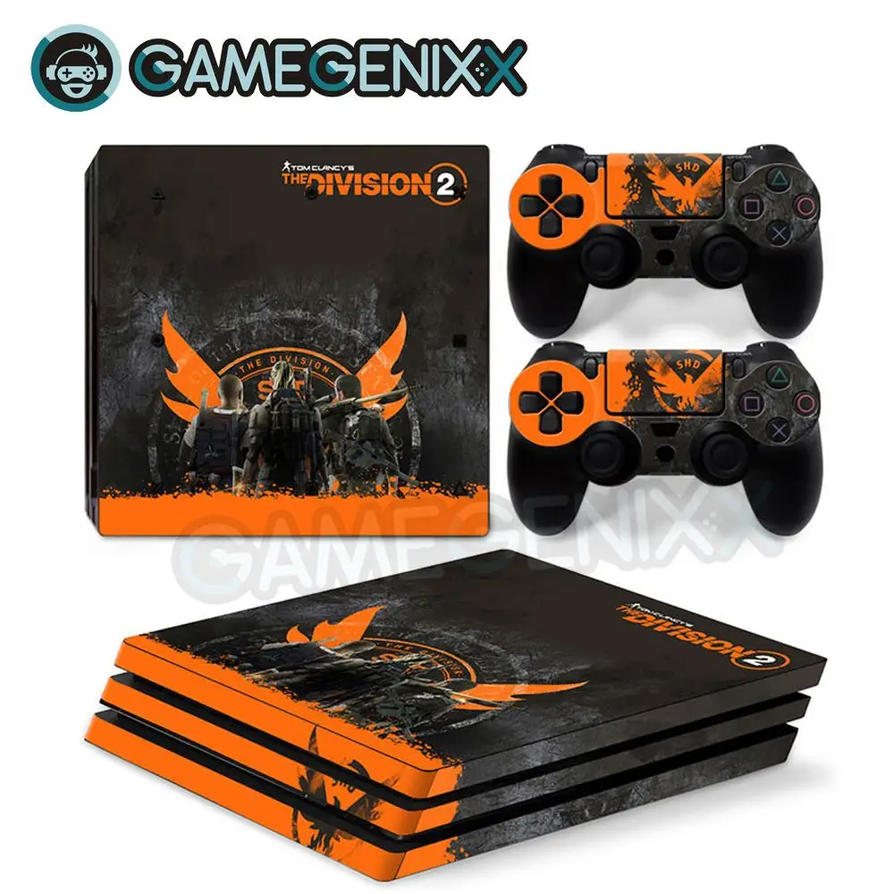 Виниловая наклейка на кожу GAMEGENIXX для консоли PS4 Pro и 2 контроллера Дивизион
