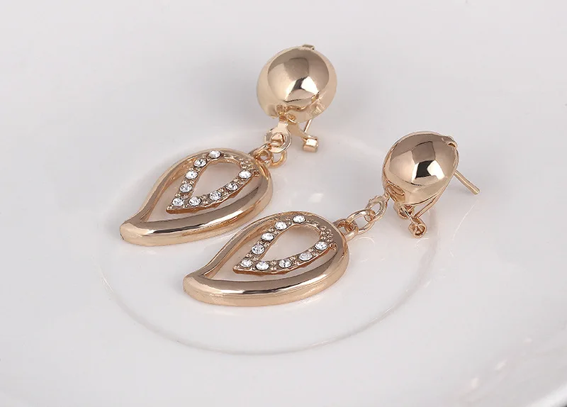 Fashion Leafs Pendant Jewelry African Women Party Gifts Trendy Gold Color Sets Elegant Crystal Bridal Jewellery | Украшения и