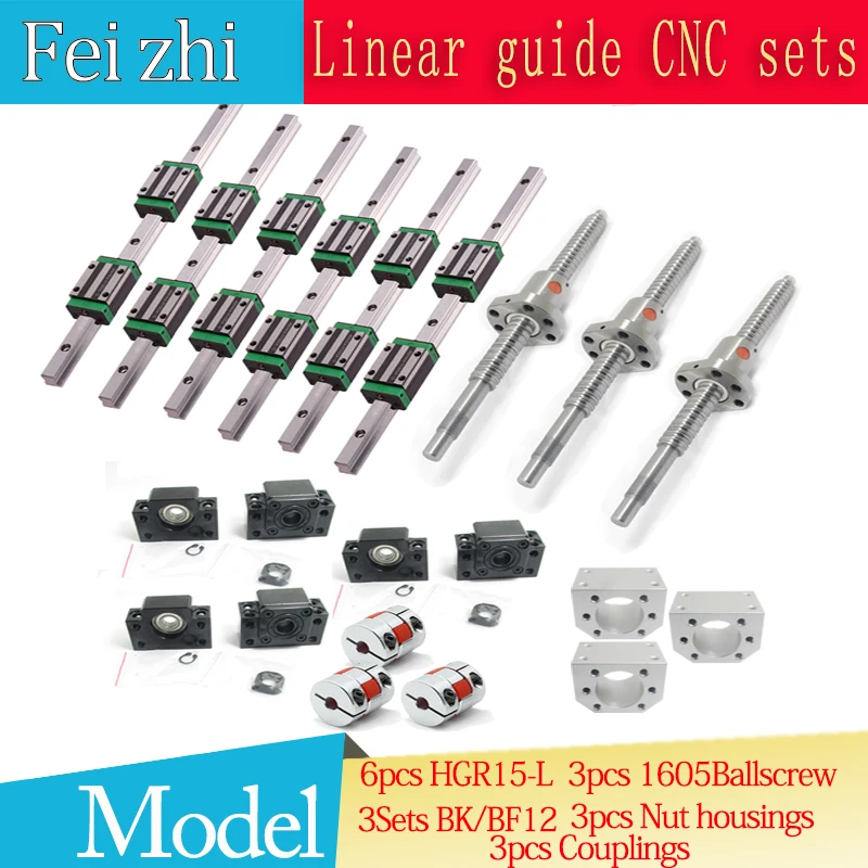 12 шт. HGH15CA площадь линейная направляющая комплекты + 3 Ballscrew SFU605 BK BF12 Щековая Гибкая