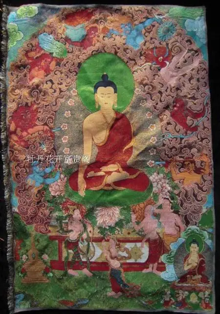 

Chinese Antique collection the Thangka embroidery Shakya Muni diagram