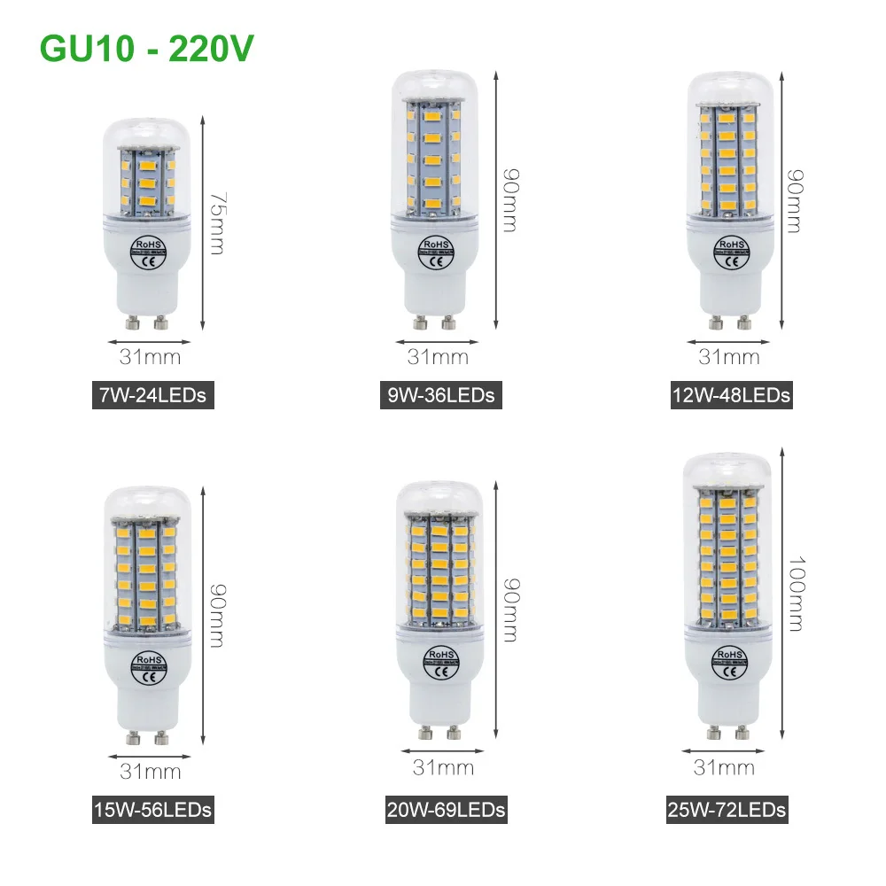 Ce& rohs Smd 5730 E27 E14 B22 G9 Gu10 Светодиодная лампа 9 Вт 10 Вт 12 Вт 15 Вт 20 Вт 25 Вт Ac 220 В ультра яркий 5730smd светодиодный светильник кукурузы люстра