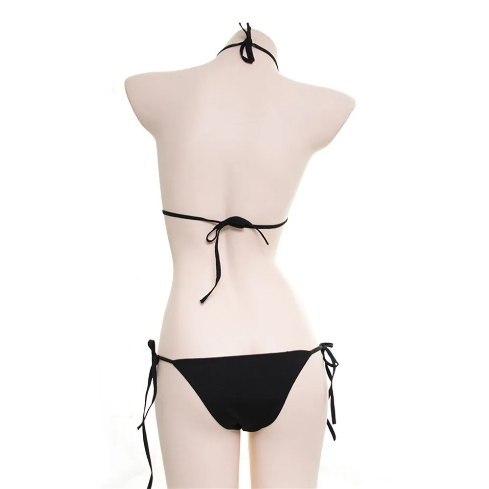 Микро Бикини 2020 Сексуальная висячая Шея сплошной цвет Большой треугольник