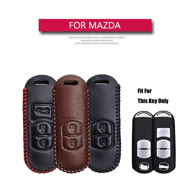 Leather Car Key Case Cover For Mazda 2 3 6 Axela Atenza CX-5 CX5 CX-7 CX-9 2014 2015 2016 2017 2&amp3 button Remote Holder Bag | Автомобили