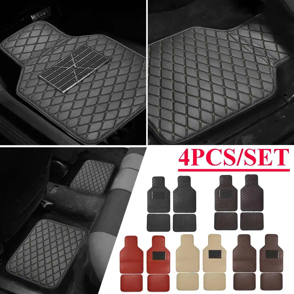 

Universal Leather Front Rear Car Floor Mats Pad Car Carpet Mats Waterproof Anti-dirty Anti-slip Floor Mats For Most Cars Black