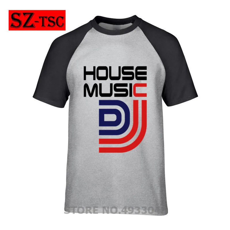 Футболка мужская с круглым вырезом хлопок принтом надписью House Music DJ модная