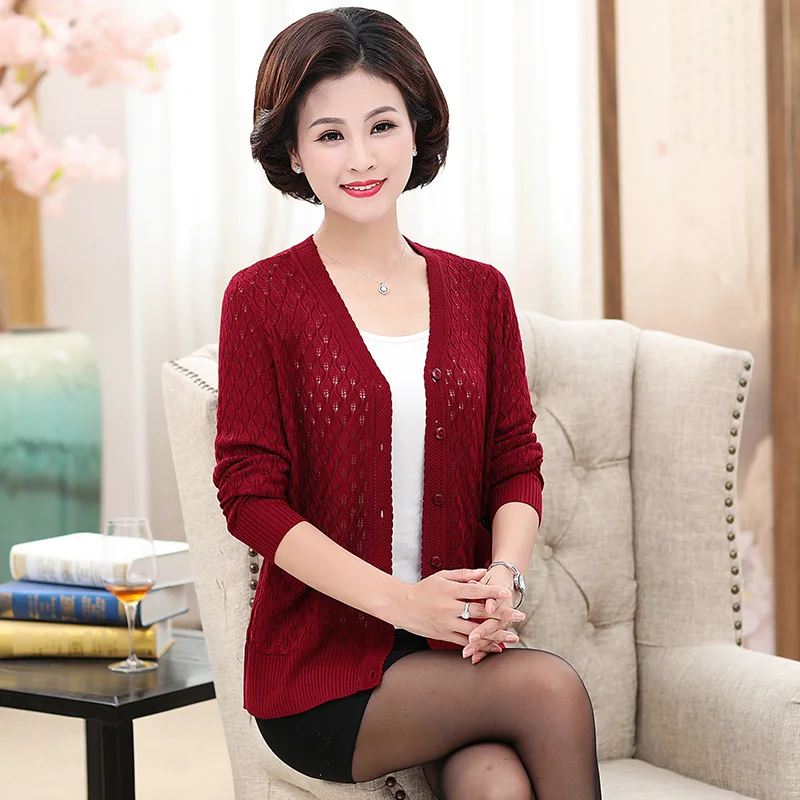 ASLTW Hollow Cardigan New Autumn Sexy V Neck Lady's Sweater Long Sleeve Single Breasted Solid Casual For Women |