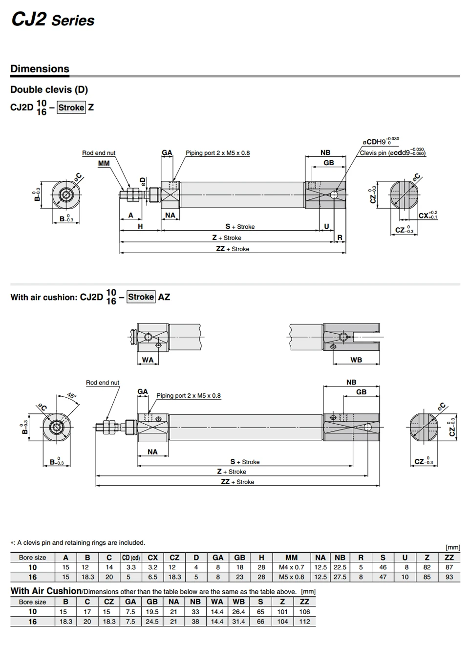 SMC тип CDJ2D 10 12 16 расточки длина хода 5 10 15 20 25 30 40 50 двойной скобы мини-цилиндр