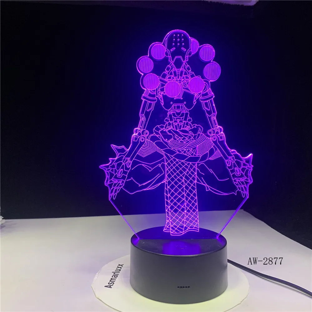 3D Warriorss Настольная лампа для детской игровой сна градиент светильник