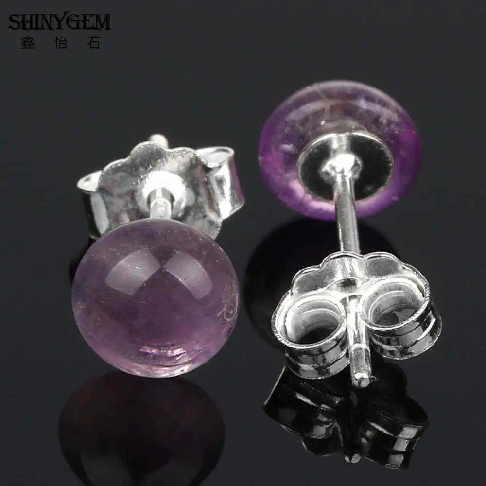 Женские круглые серьги-гвоздики ShinyGem 6 мм маленькие размеры милые класса ААА