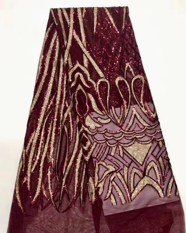 

Latest African French Lace Fabric High Quality Nigerian Tulle Net Laces Fabrics With Sequins African Lace Fabric ML8095