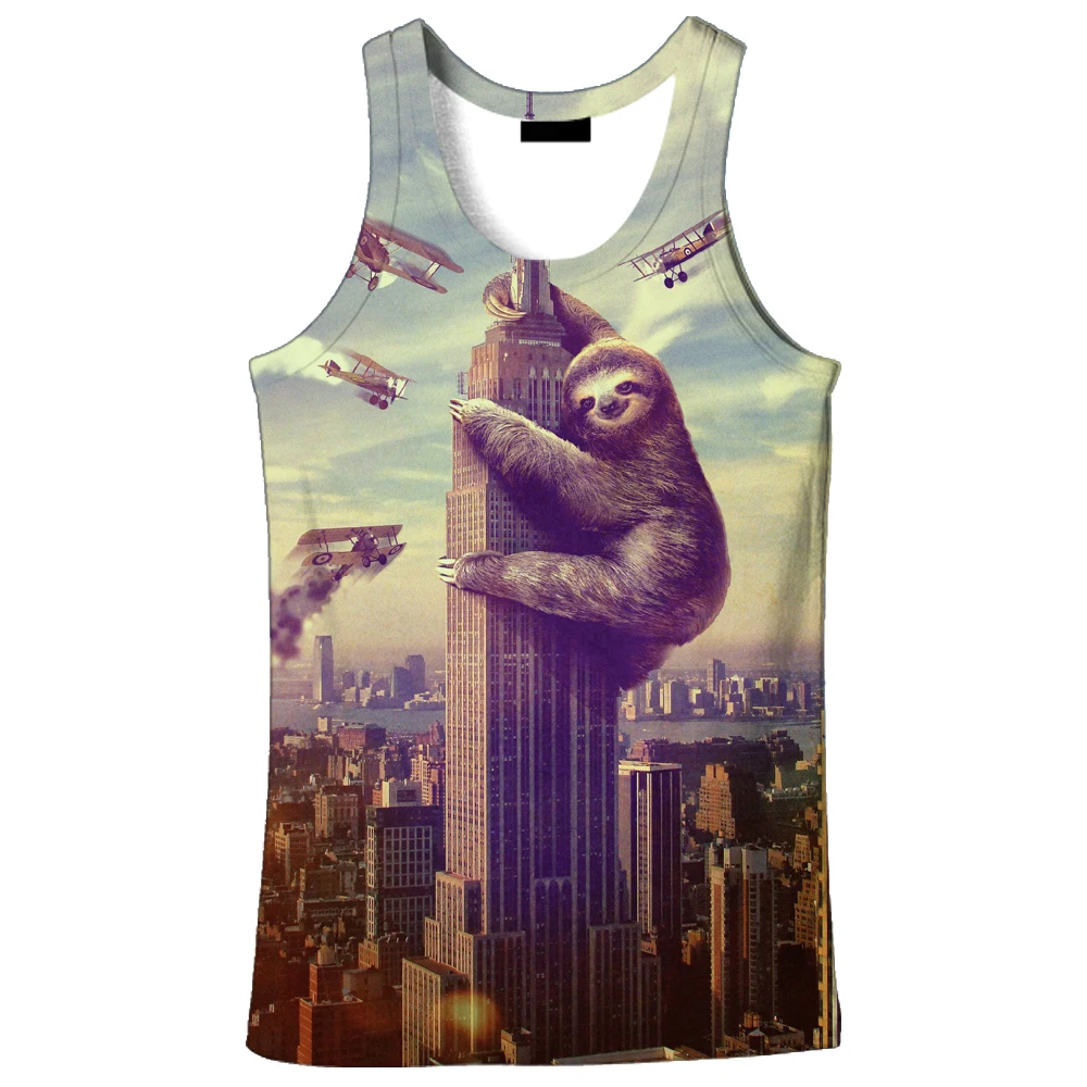 Лидер продаж 2018 новая модная повседневная мужская майка с 3D принтом льва 9